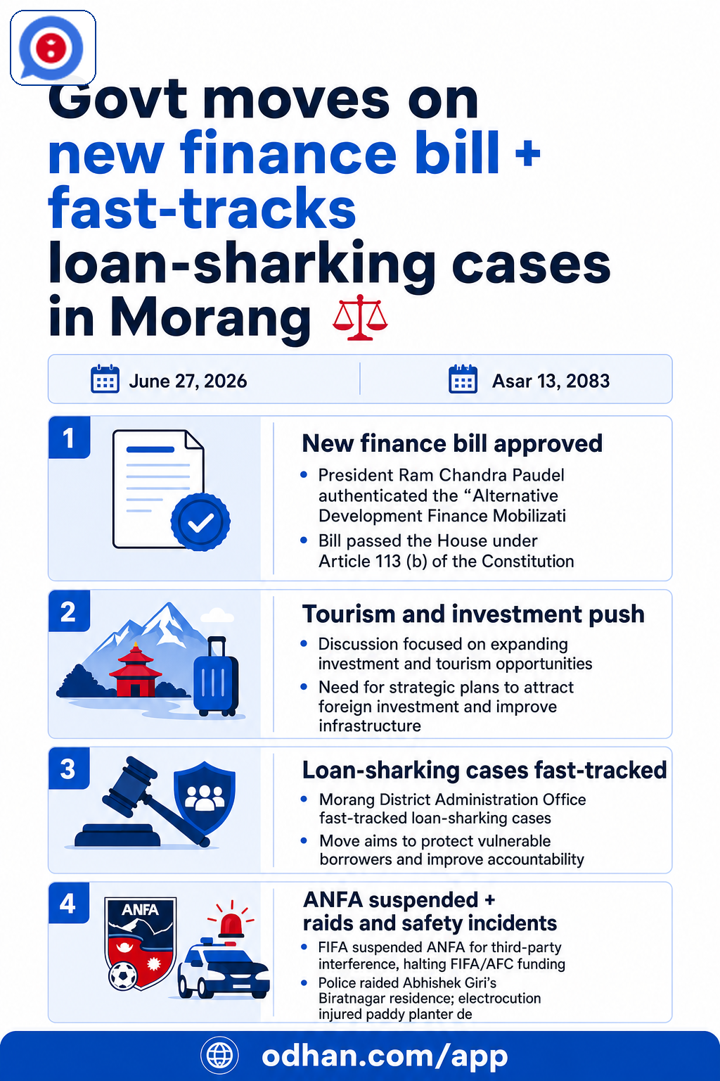 Govt moves on new finance bill + fast-tracks loan-sharking cases in Morang ⚖️