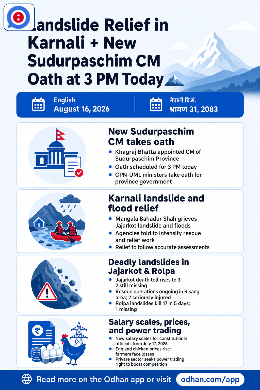 Landslide Relief in Karnali + New Sudurpaschim CM Oath at 3 PM Today 🏔️