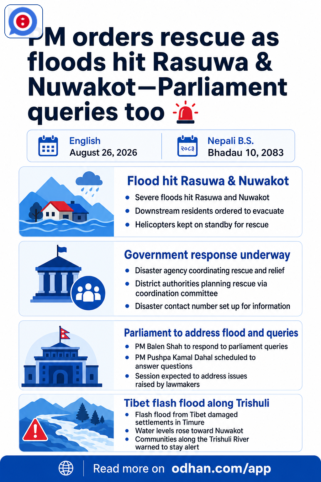 PM orders rescue as floods hit Rasuwa & Nuwakot—Parliament queries too 🚨