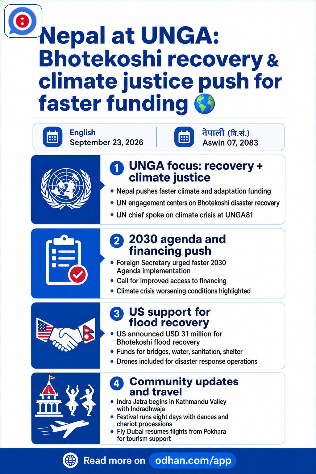 Nepal at UNGA: Bhotekoshi recovery & climate justice push for faster funding 🌍